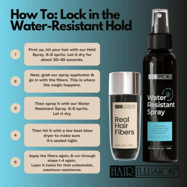 Hair Illusion 100% Real Hair Fibers Combo Kit: Fibers, Hold & Water Spray, & Applicator for Instant Natural Fuller Hair for Thinning & Enhancement Blend - Image 2